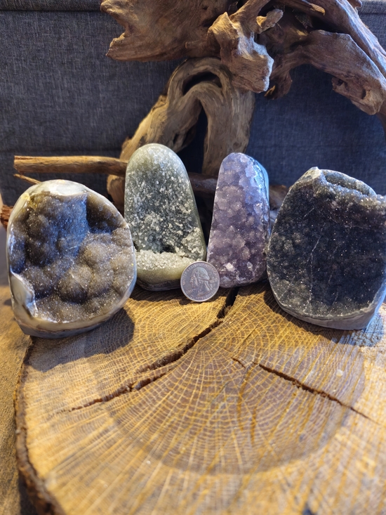 Other - Natural Uruguayan Druzy Amethyst Set Of Four Cutbases